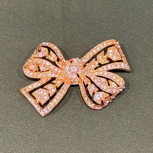 Vintage Kenneth Jay Lane Rose Gold Pink Rhinestone Brooch Pin - Picture 7 of 7